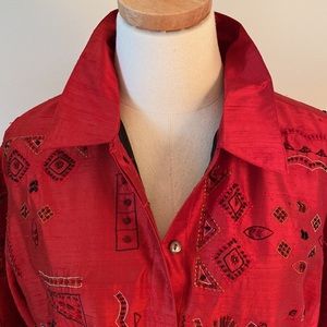 NWOT Chico’s Red Beaded Tunic Size 2 (Chico’s Sizing for 12-Large.)